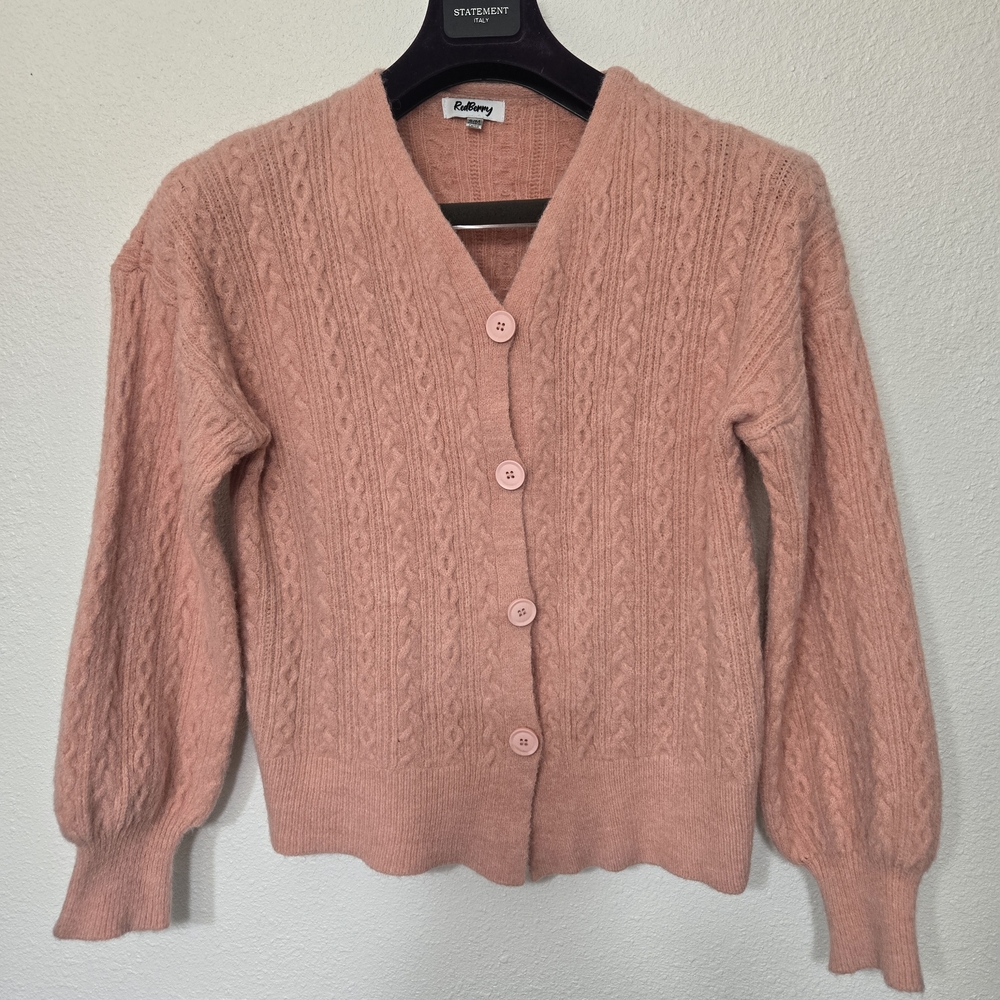 Cozy Pink Cable Knit Cardigan